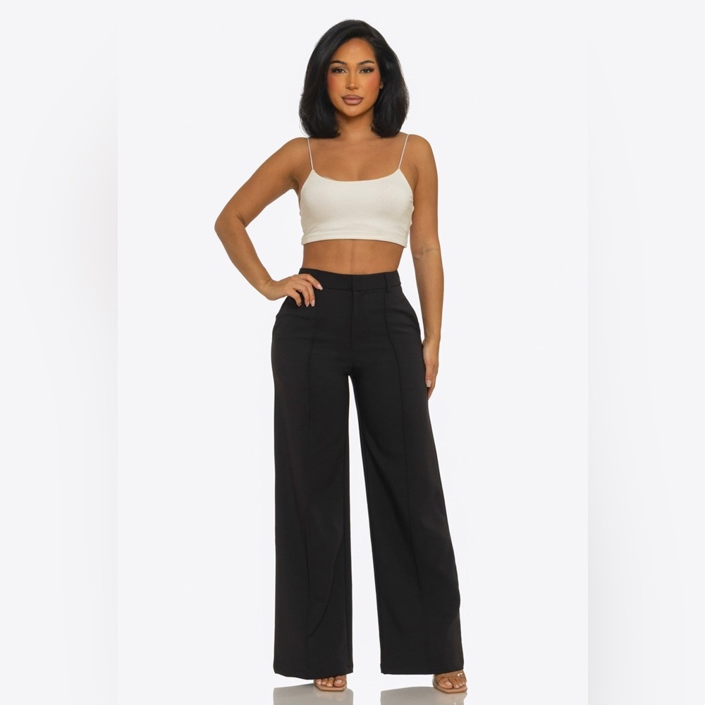 Straight Leg Pintuck Trouser Pants - Cien